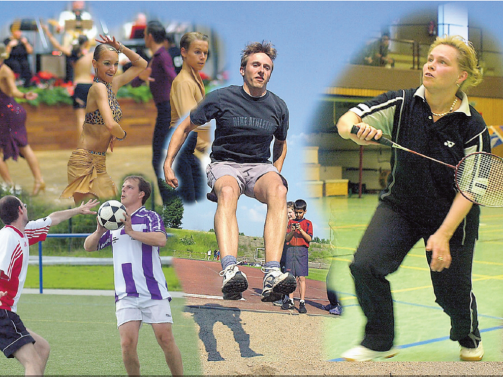 Sport in Castrop-Rauxel ist vielfältig: Neben (v.l.) Tanzen, Korfball, Leichtathletik und Badminton bieten die 78 Vereine in der Europastadt ihren 14 536 Mitgliedern noch 34 weitere Sportarten an. RN-Fotos und Montage: Goldhahn